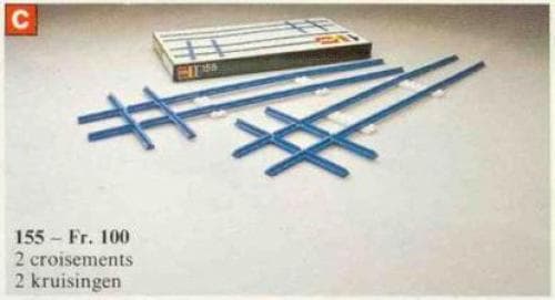 LEGO sættet 2 Cross Rails, 8 Straight Tracks, 4 Base Plates
