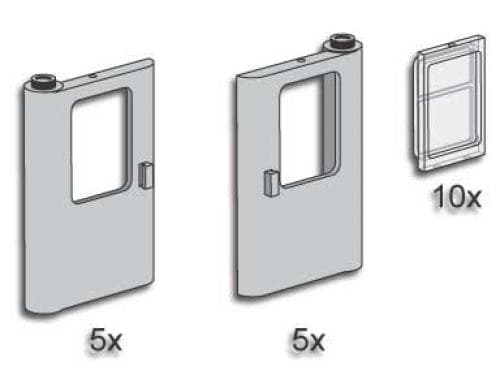 LEGO sættet Grey Train Doors with Panes
