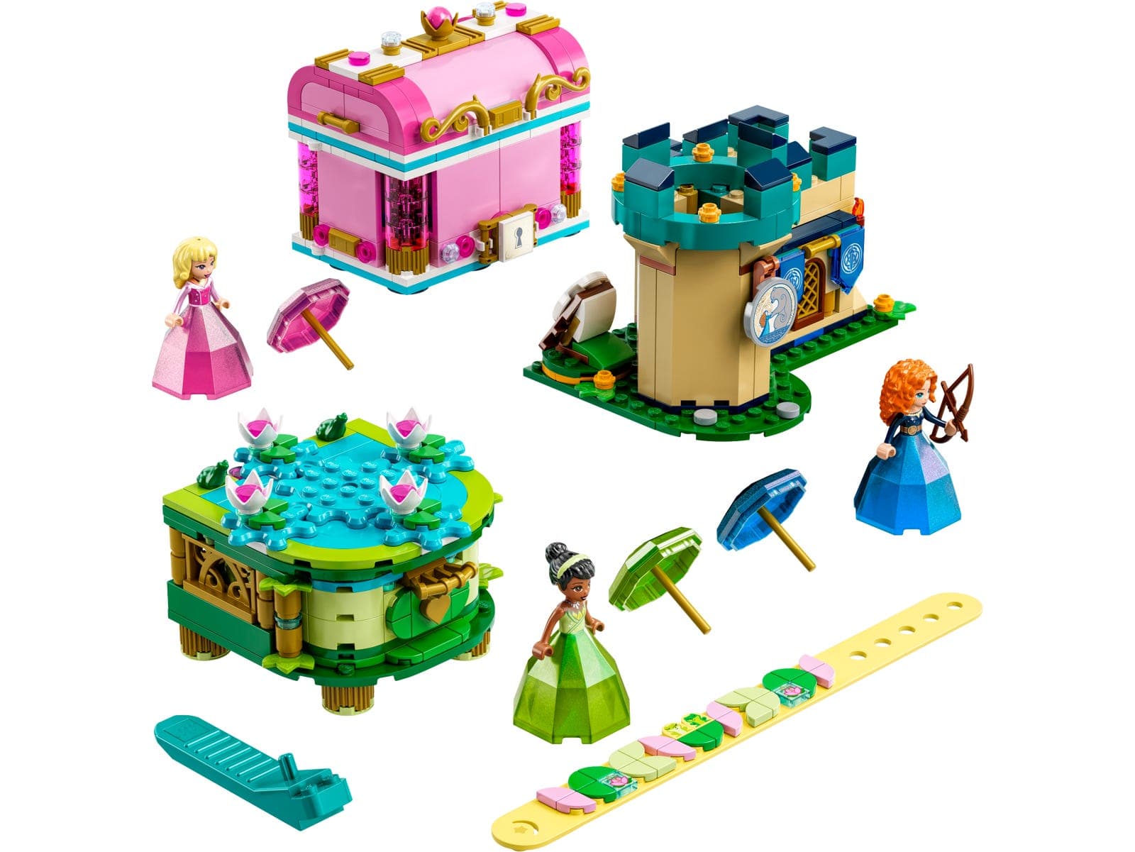 LEGO sættet Aurora, Merida and Tiana's Enchanted Creations
