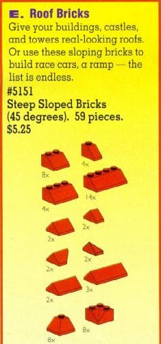 LEGO sættet Roof Bricks, Red, 45 Degrees