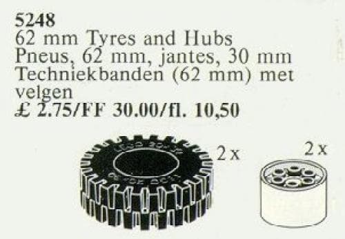 LEGO sættet 62 mm Tires and Hubs / 62 mm Tyres and Hubs