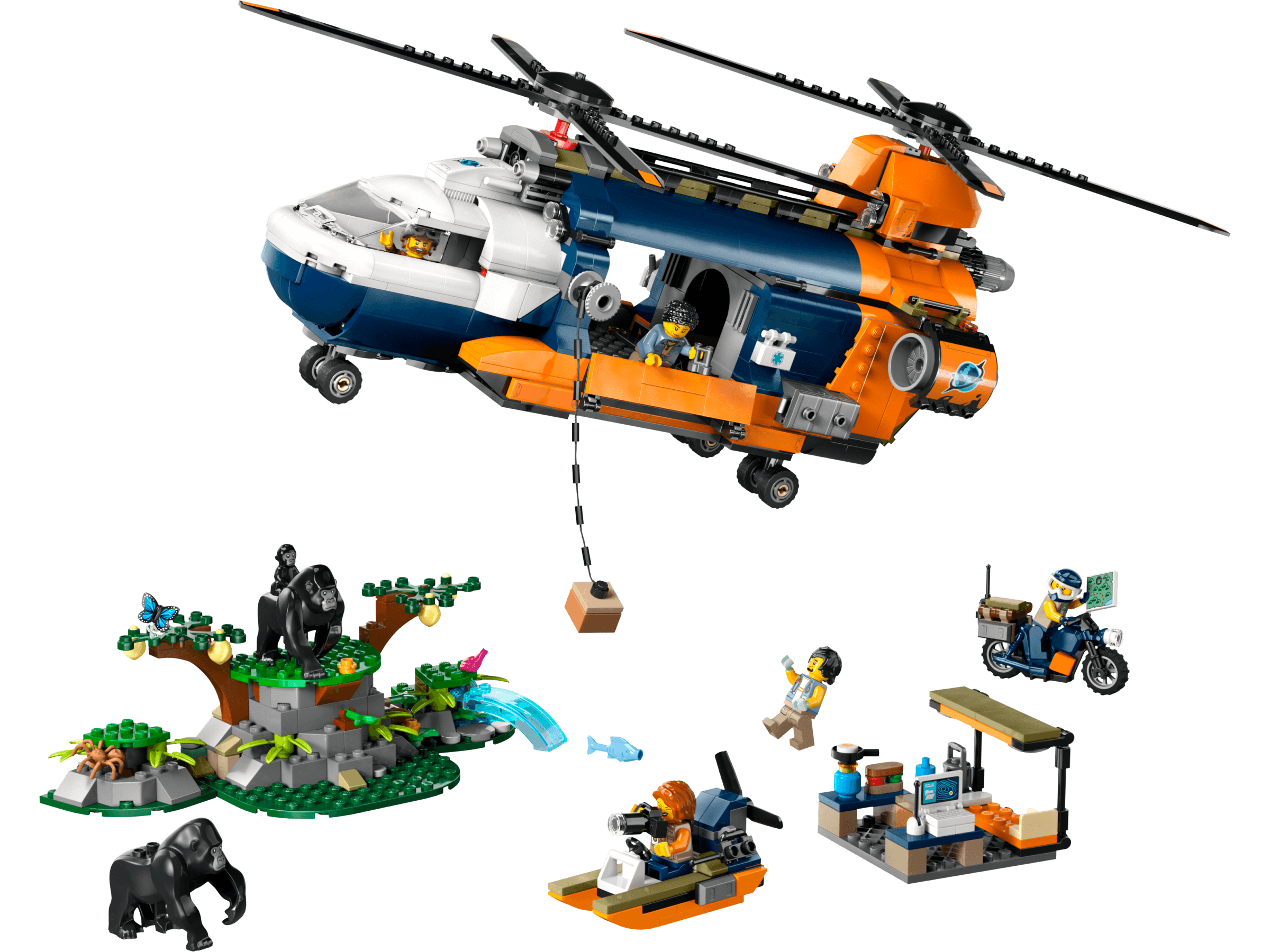 LEGO sættet Jungle Explorer Helicopter at Base Camp