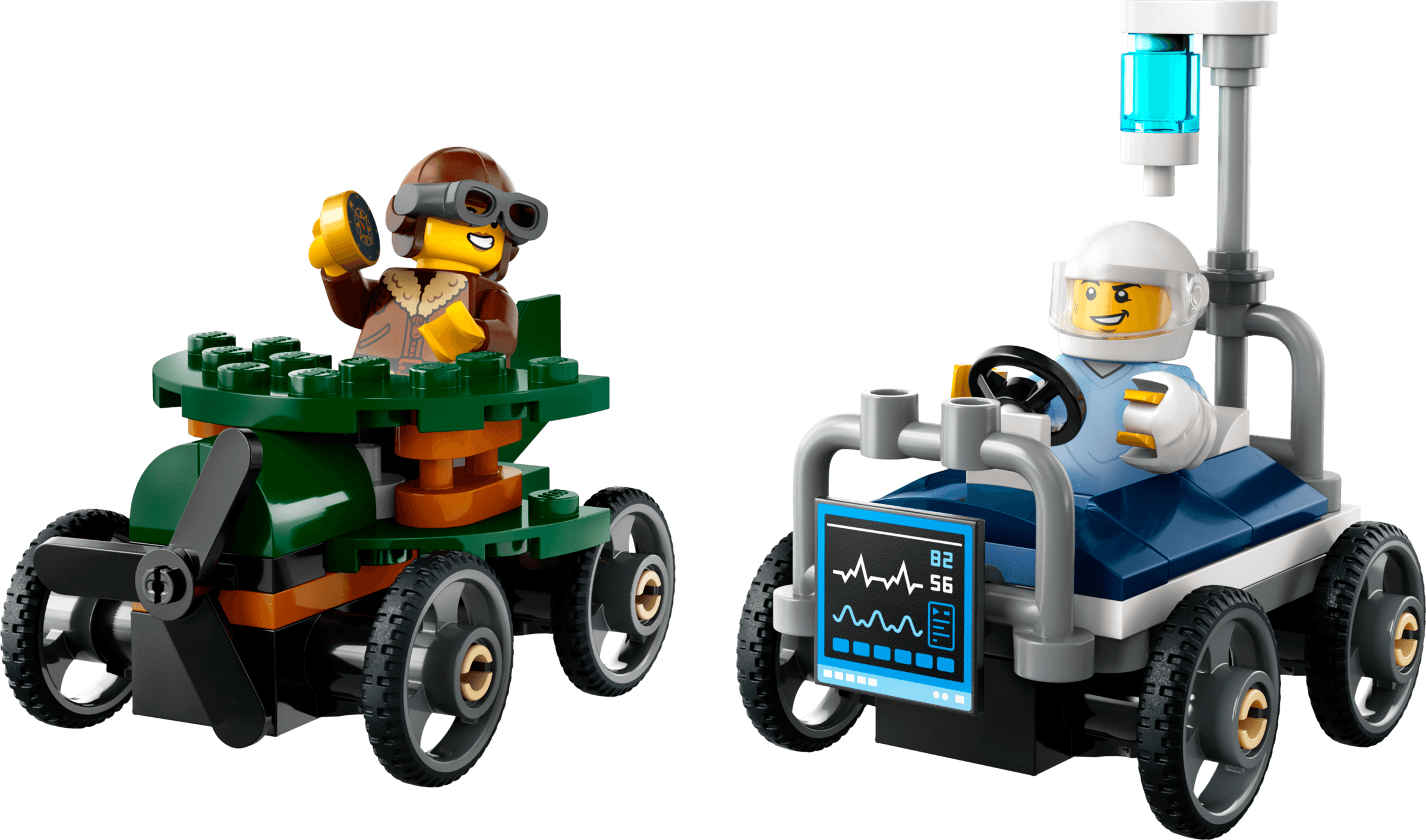 LEGO sættet Airplane vs. Hospital Bed Race Car Pack