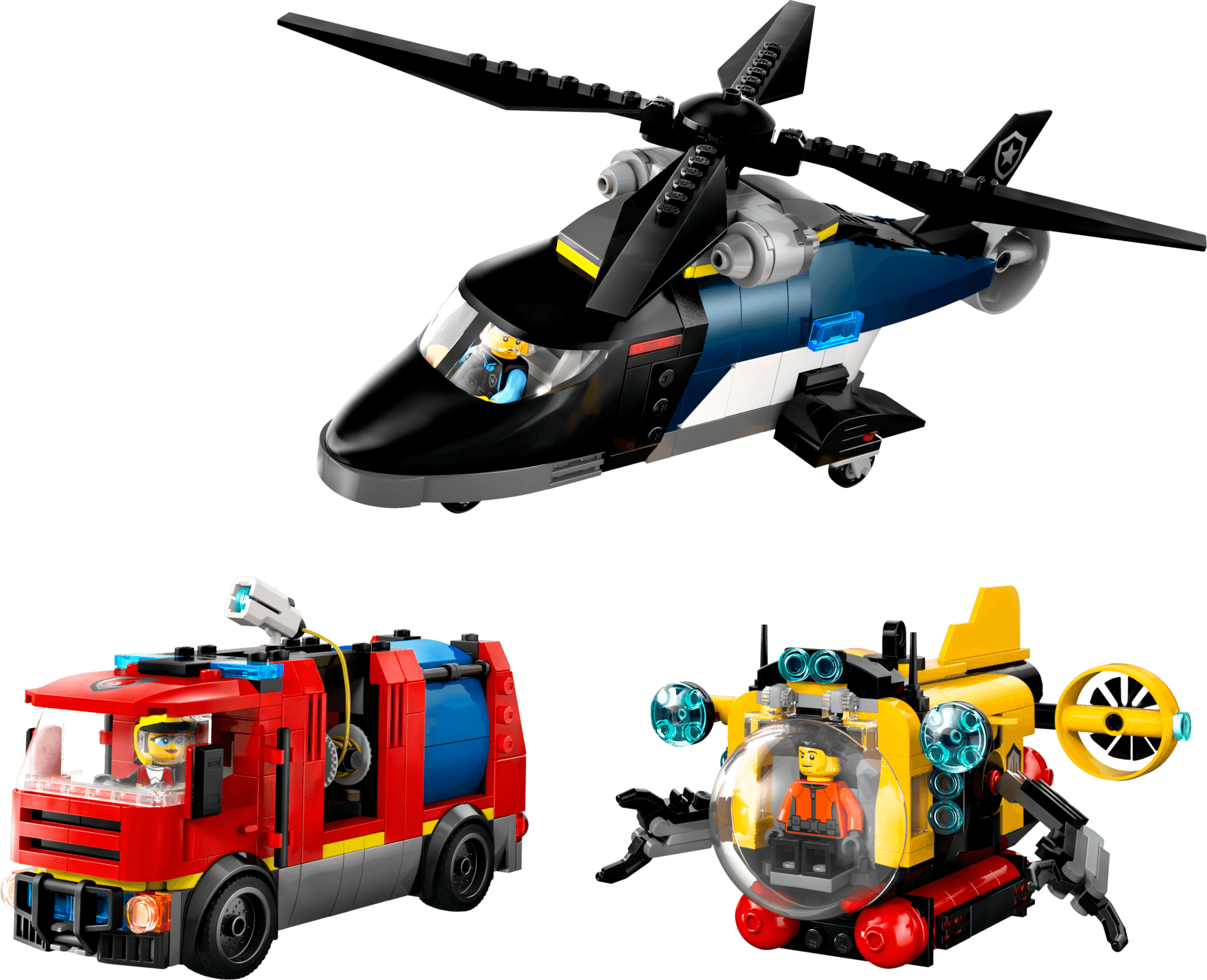 LEGO sættet Helicopter, Fire Truck & Submarine Remix