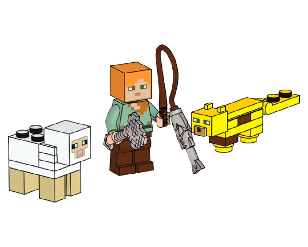 LEGO sættet Alex with Ocelot and Sheep