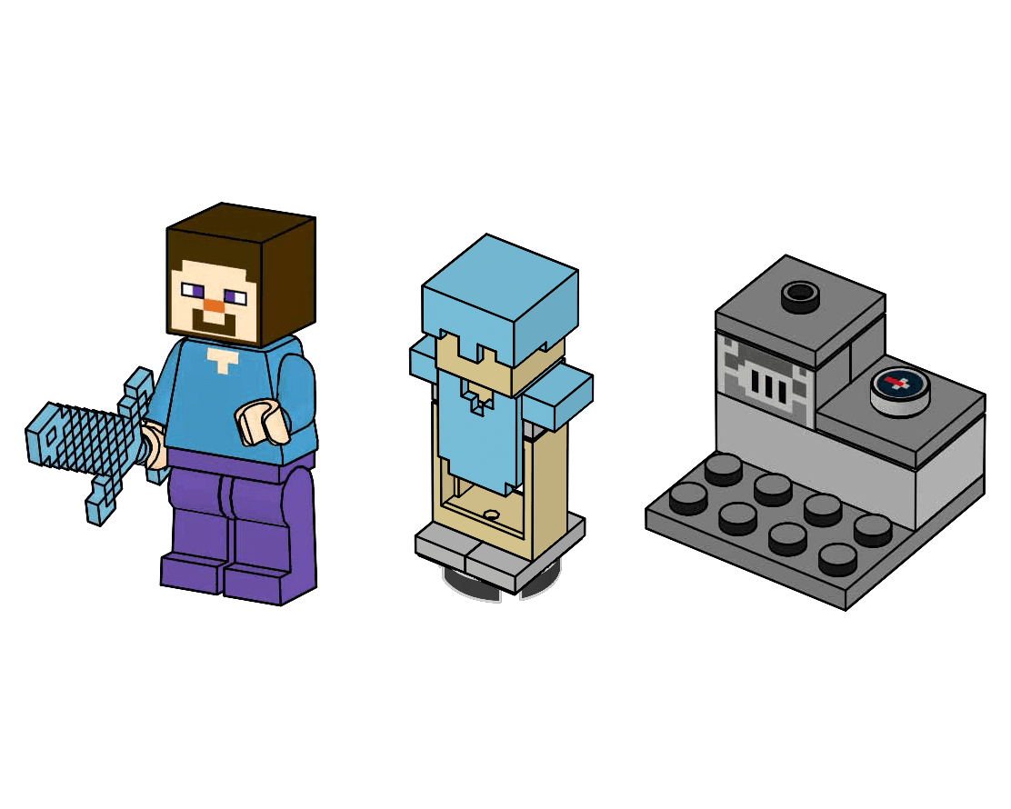 LEGO sættet Steve with Armor Stand and Blast Furnace