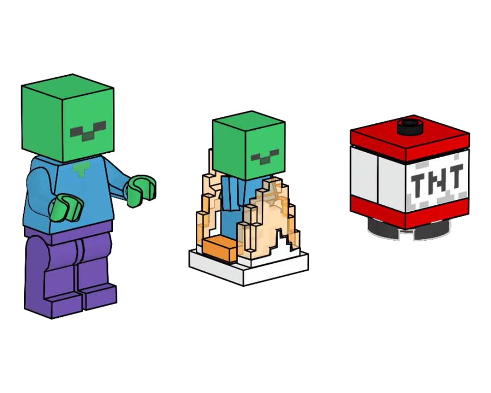 LEGO sættet Zombie with Burning Baby Zombie and TNT