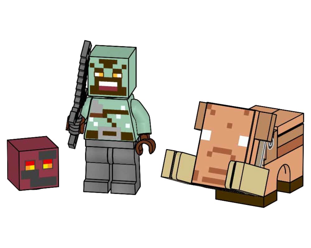 LEGO sættet Orc Warrior with Baby Hoglin and Magma Cube