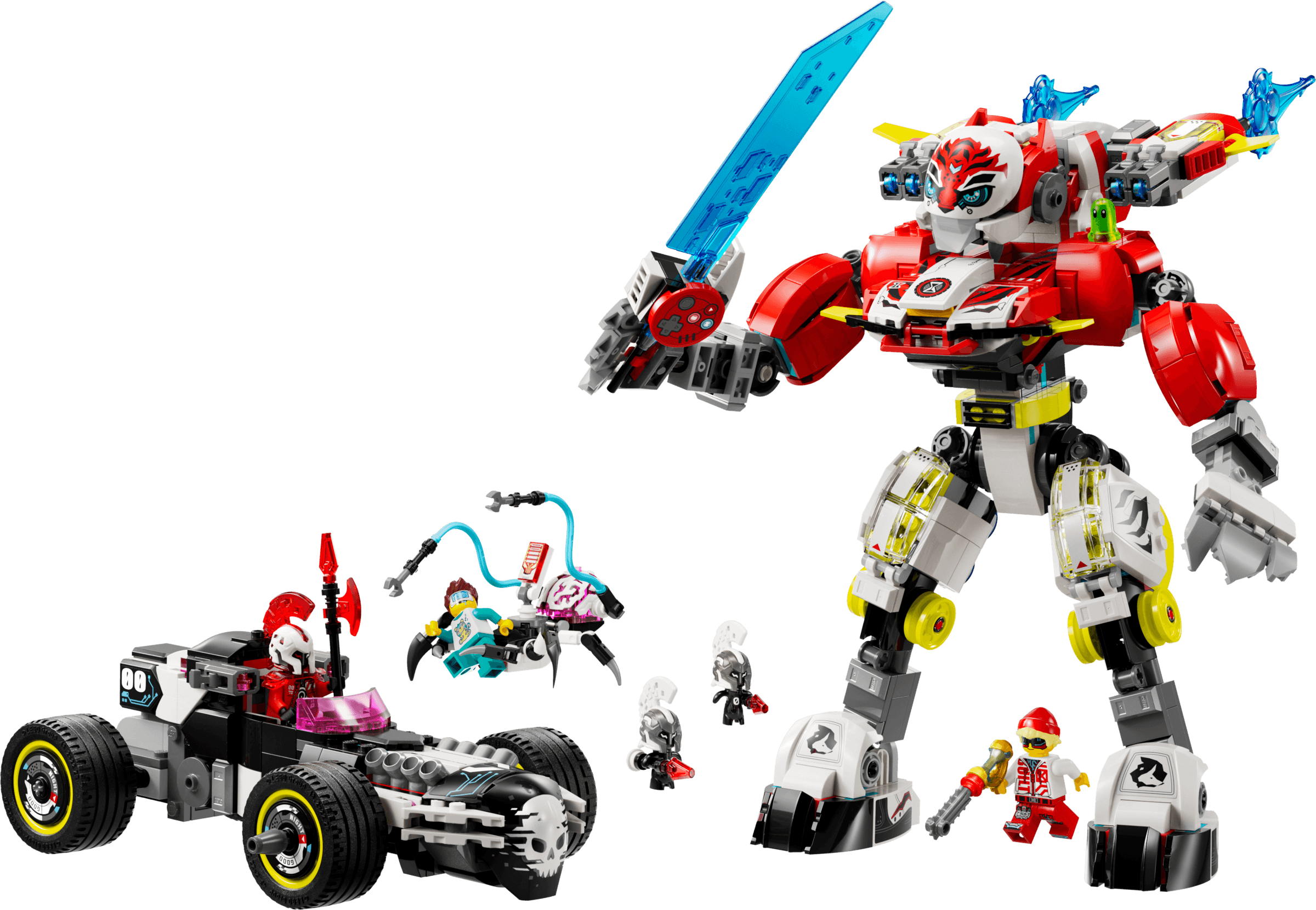 LEGO sættet Cooper's Tiger Mech & Zero's Hot Rod Car