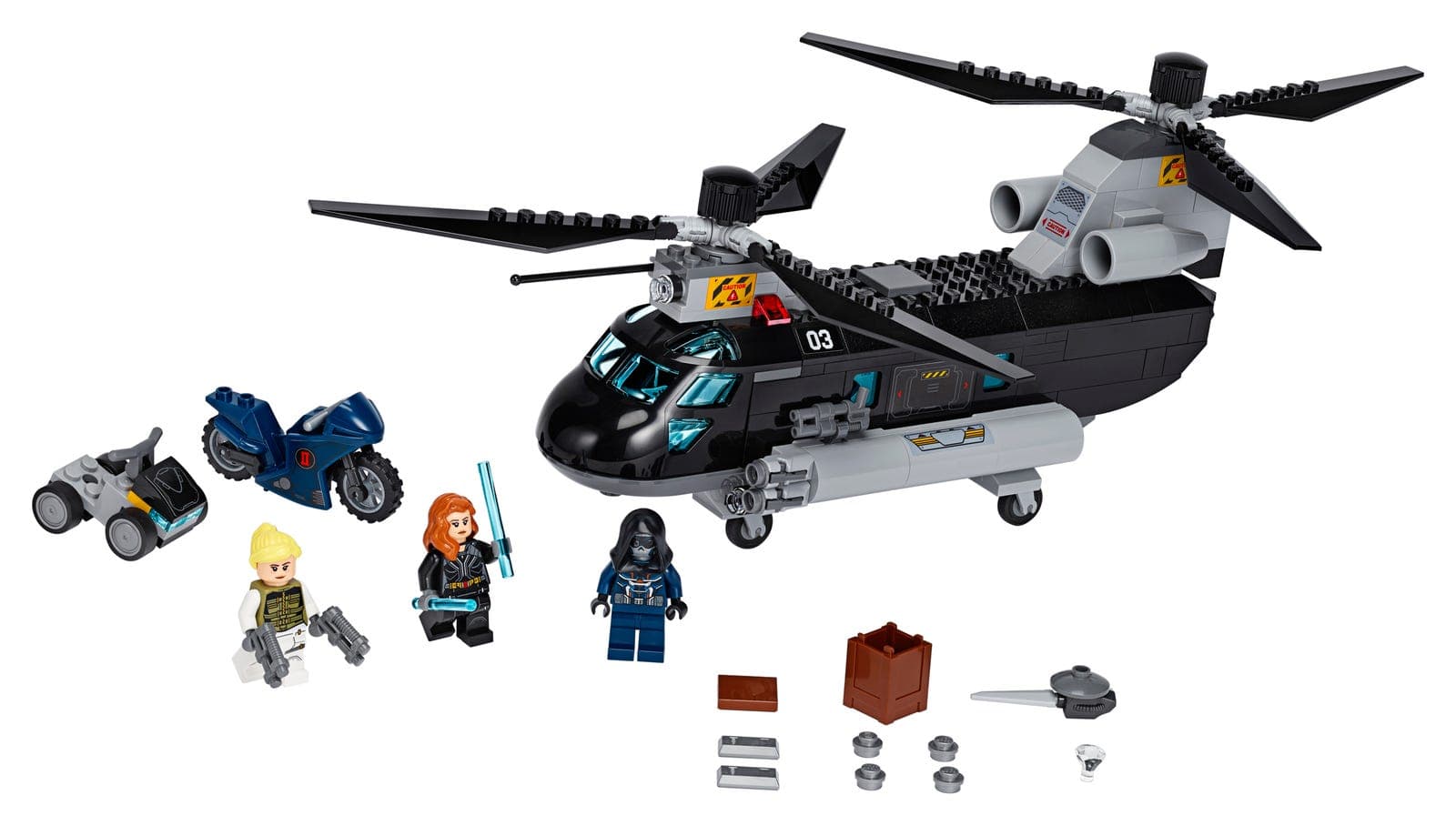 LEGO sættet Black Widow's Helicopter Chase