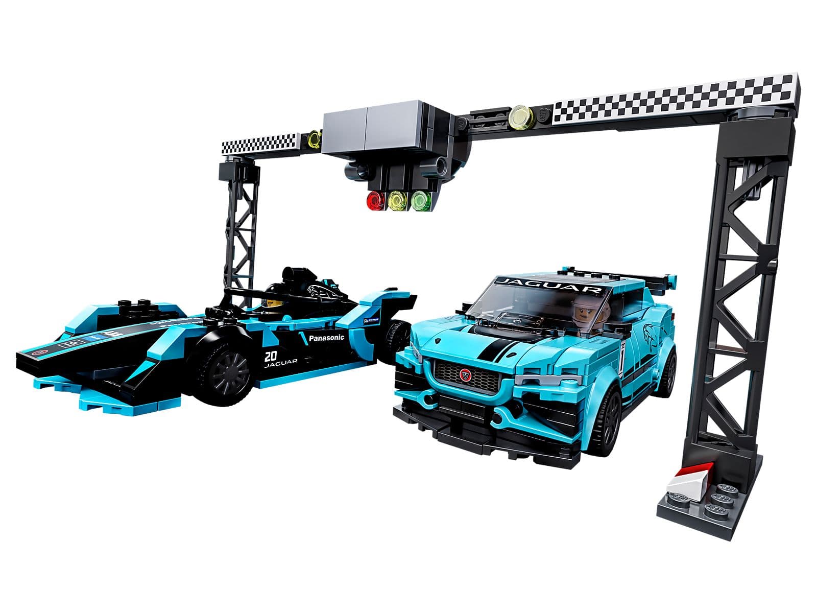 LEGO sættet Formula E Panasonic Jaguar Racing GEN2 car & Jaguar I-PACE eTROPHY