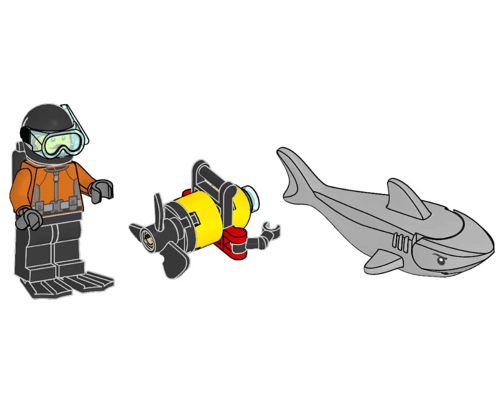 LEGO sættet Diver with Robot and Shark