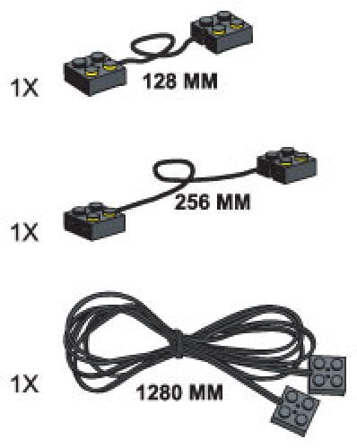LEGO sættet 9-Volt Connecting Leads (One each of 128mm 256 mm 1280 mm)