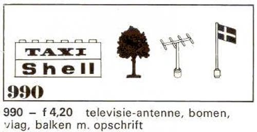 LEGO sættet Trees and Signs (1969 version with old style trees and 3 bricks)