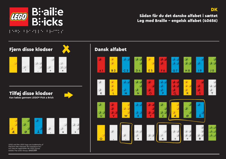 LEGO sættet Braille - Danish Alphabet