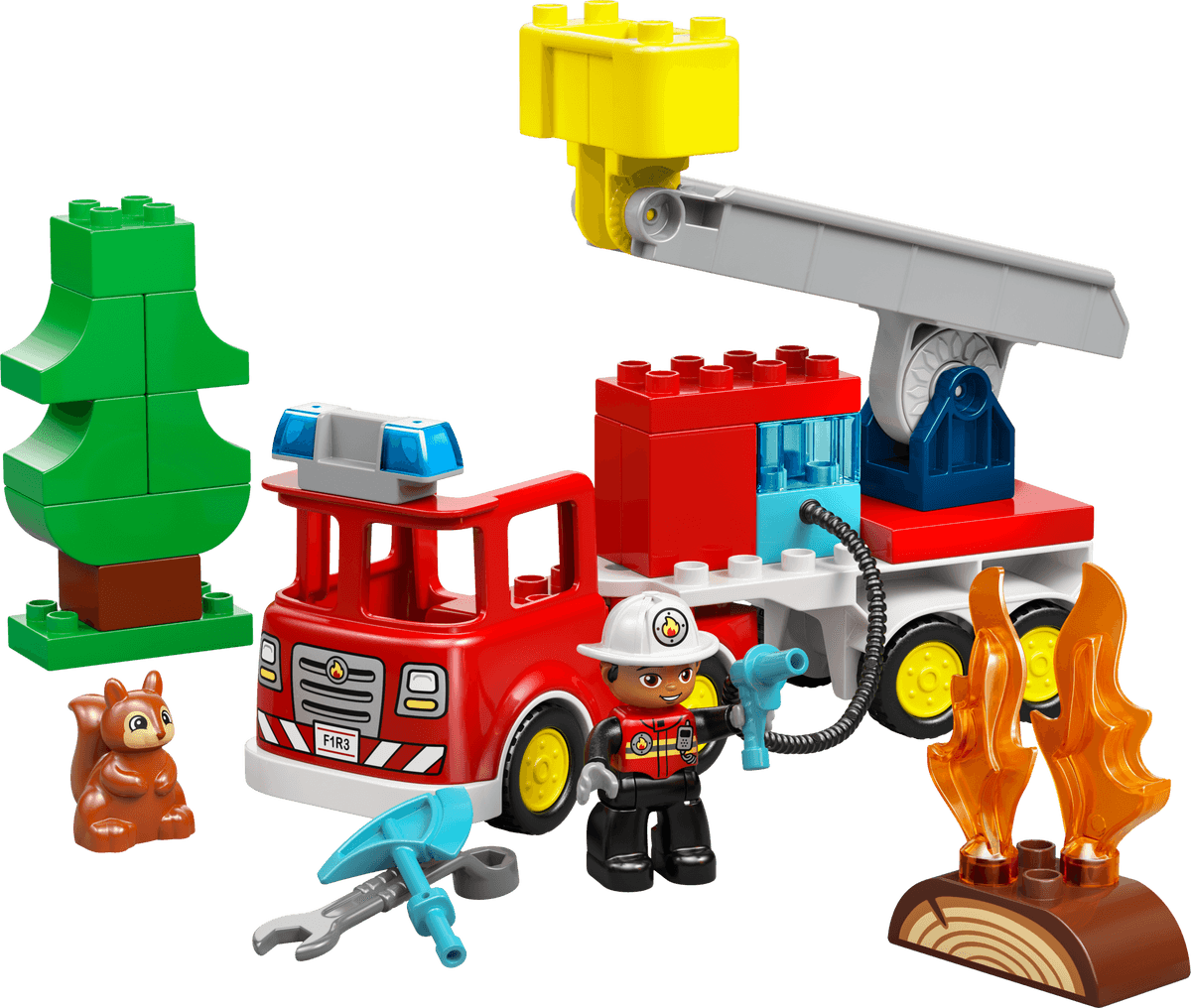LEGO sættet Fire Truck with Hose and Firefighter