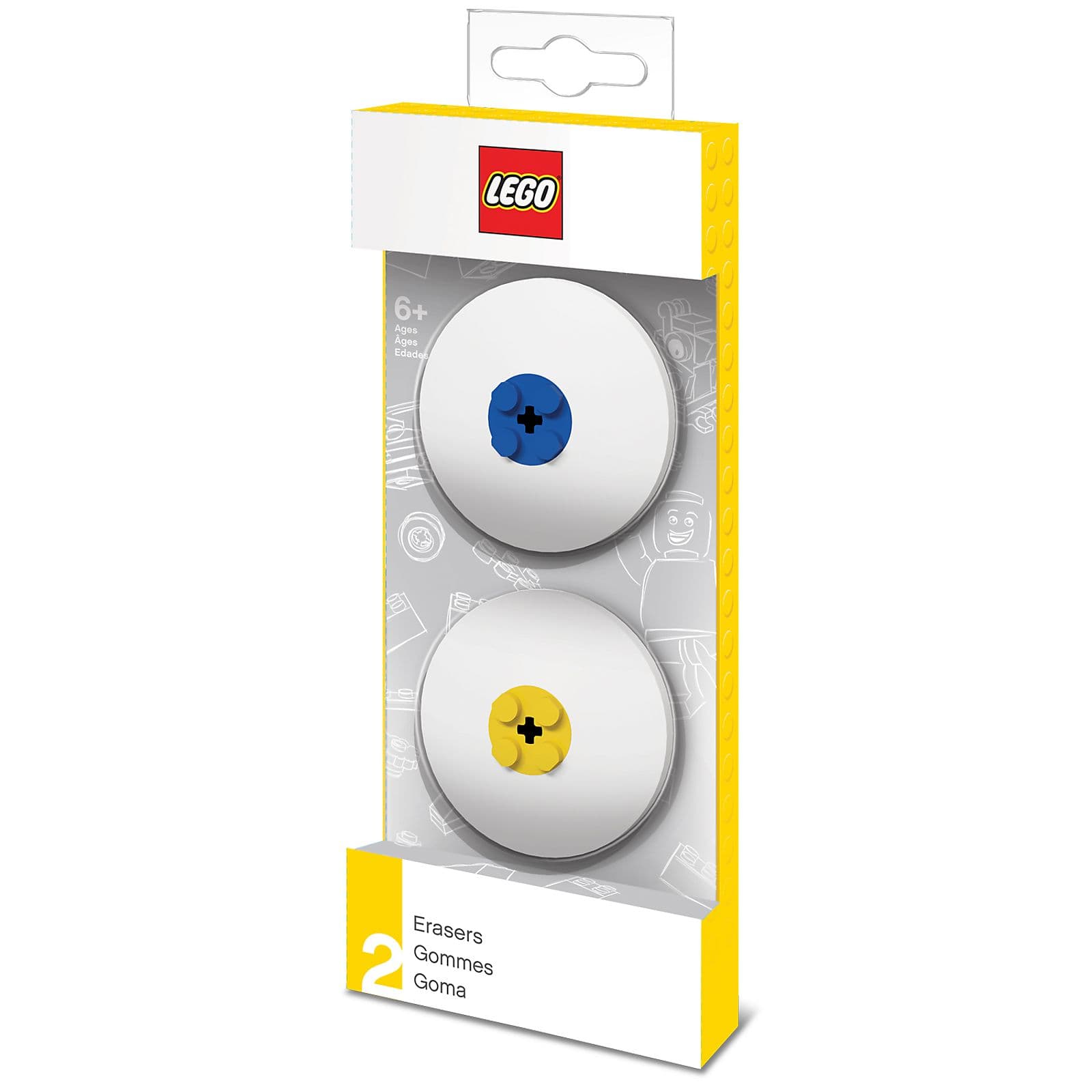 LEGO sættet Round Eraser Set (Blue and Yellow)