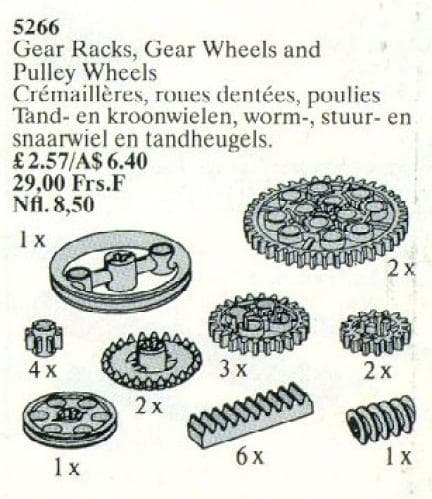 LEGO sættet Gear Wheel Assortment / Gear Racks, Gear Wheels and Pulley Wheels