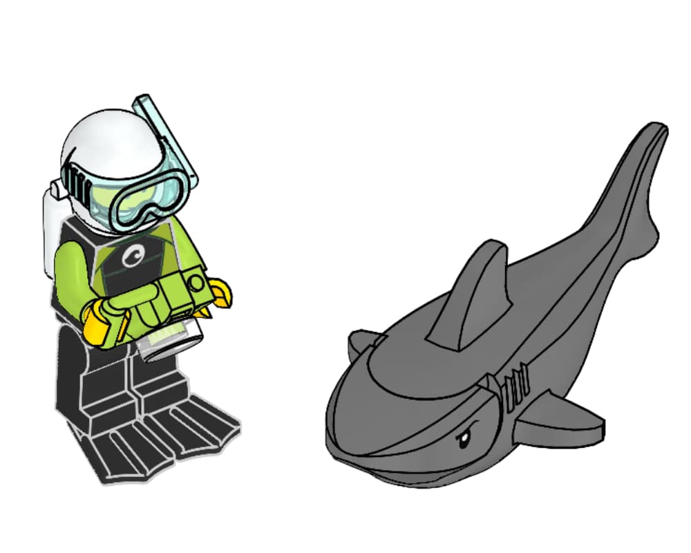 LEGO sættet Scuba Diver and Shark